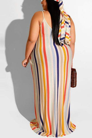 Curvy Stripe Maxi Dress