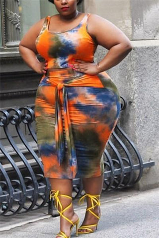 Tie dyed Tight-fitting Skirts Sets