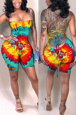 Sexy Printed Strapless backless Romper