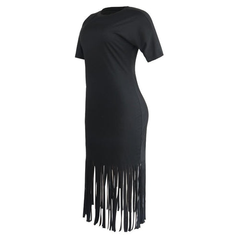 Sexy Round-Neck Fringed Casual Dress