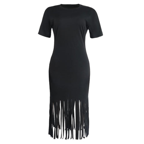 Sexy Round-Neck Fringed Casual Dress