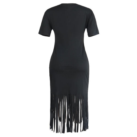 Sexy Round-Neck Fringed Casual Dress