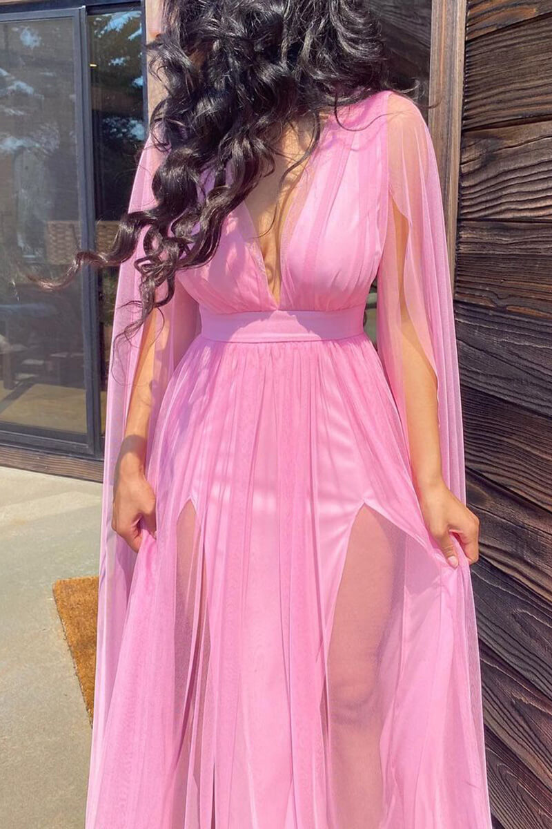 Online-clothing-plus-size-solid-v-neck-sleeveless-shawl-tulle-elegant-party-maxi-dress