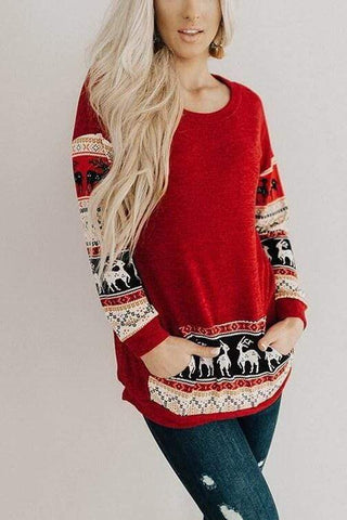 Christmas Reindeer Knitted Kangaroo Pocket Sweater