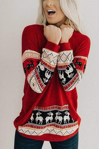 Christmas Reindeer Knitted Kangaroo Pocket Sweater