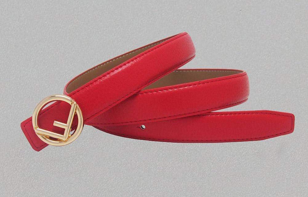 Fashion Letter F Women's Leather Belt