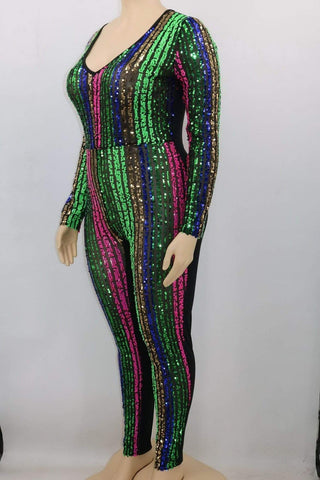 Fashion Large Size Sequins Jumpsuit