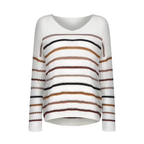 Fashion V Neck Stripe Sweater