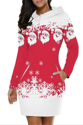 Christmas Hoodie Print Dress