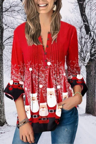 Merry Christmas Snowflake Santa Top