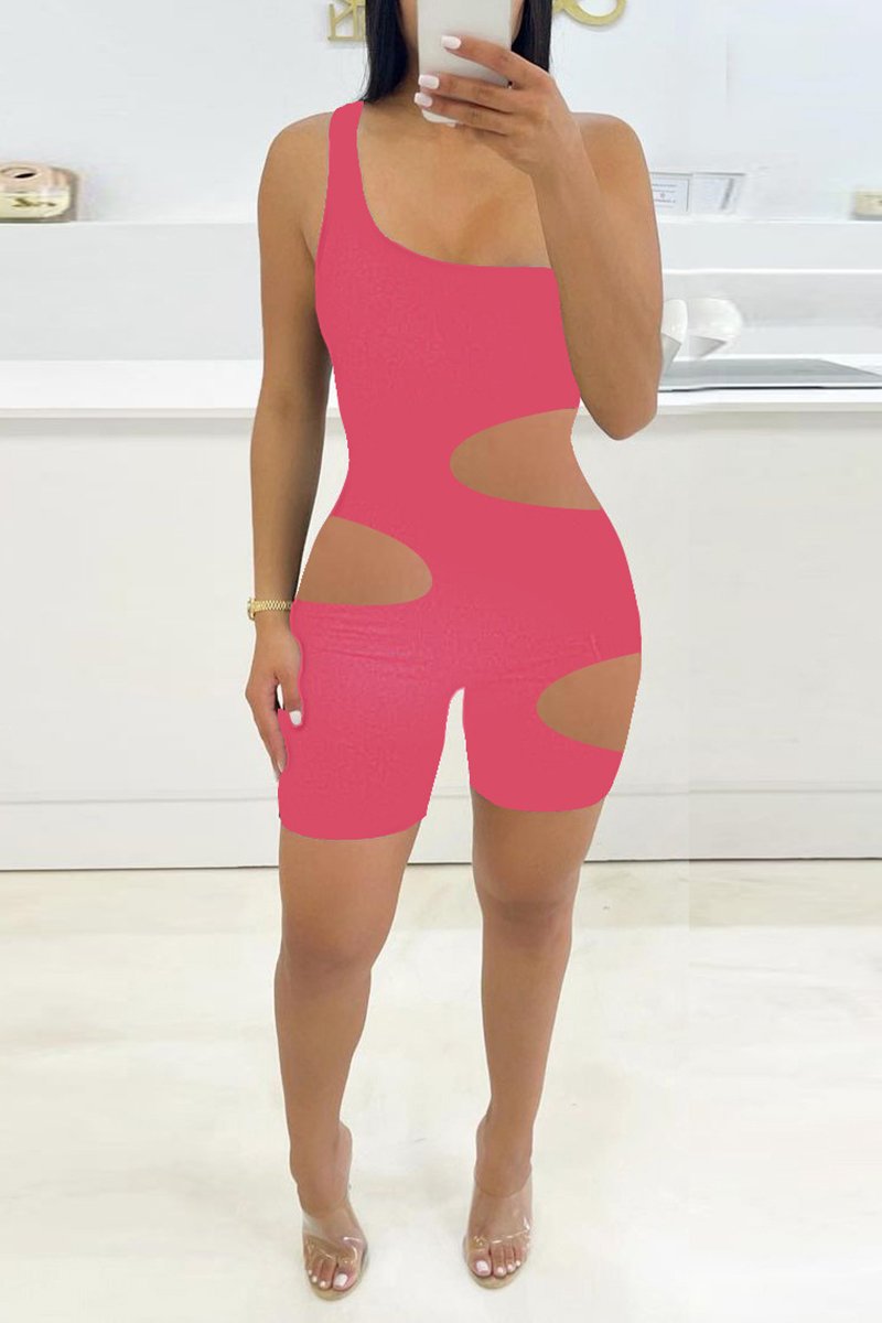 Rodress-freeshipping-skew-neck-hole-solid-color-bodycon-romper