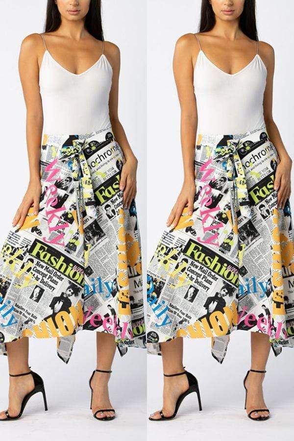 Fashion Casual Printing Irregular Skirt - VogueRegion