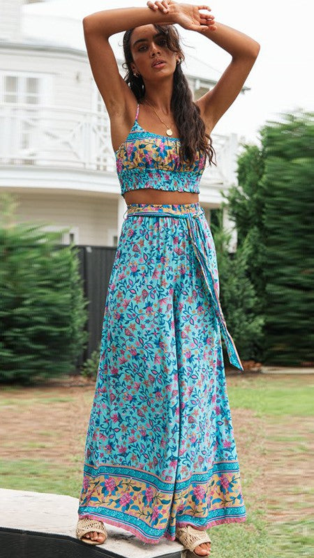 aqua-floral-crop-top-and-pants-matching-sets