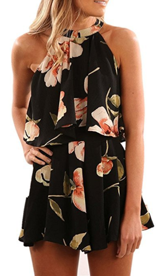 black-floral-crop-top-and-shorts-matching-sets