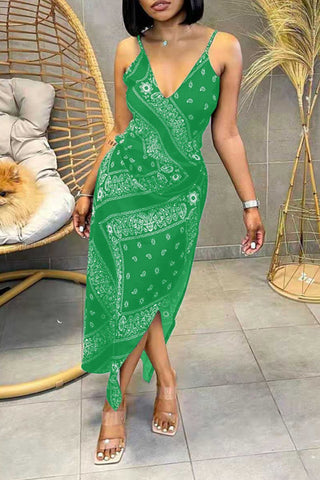 Rodress-freeshipping-v-neck-digital-print-slit-hem-maxi-dress