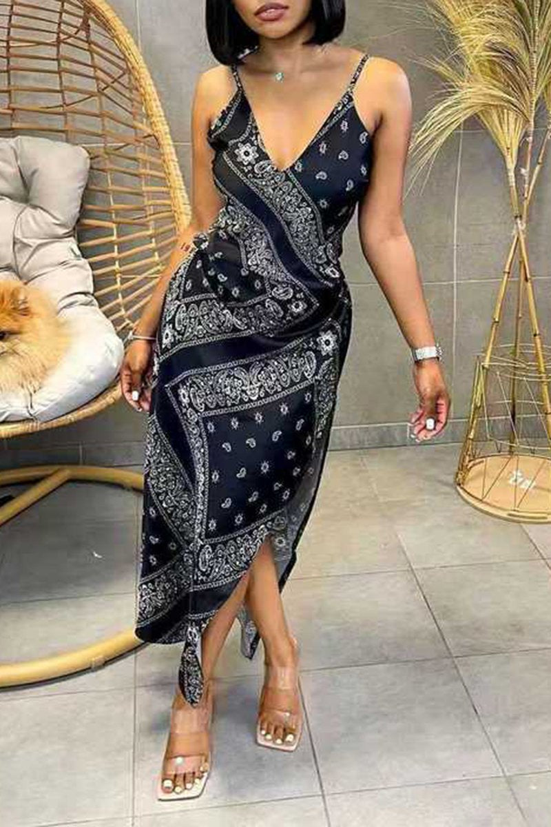 Rodress-freeshipping-v-neck-digital-print-slit-hem-maxi-dress