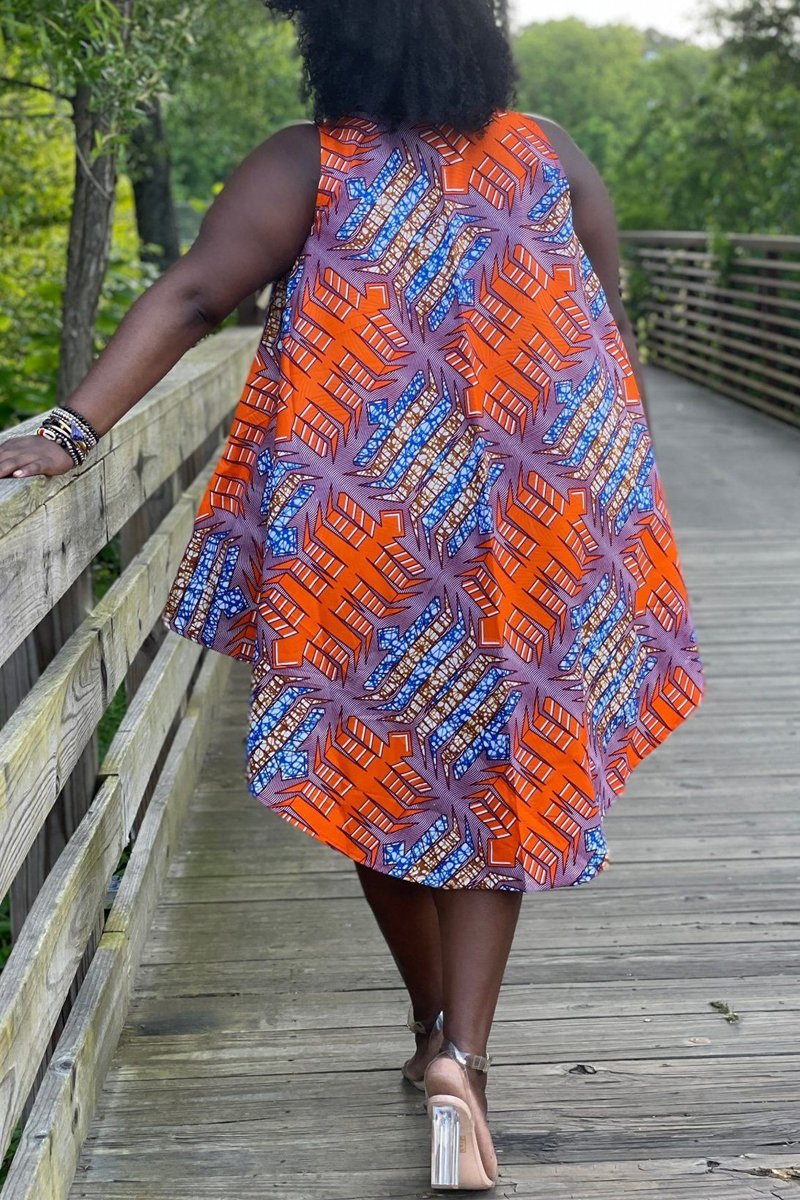Rodress-freeshipping-plus-size-sleeveless-digital-print-midi-dress