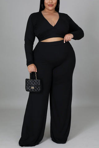 Free-shipping-online-clothing-pre-sale-plus-size-asymmetrical-top-v-neck-long-sleeve-wide-leg-pants-two-pieces-set