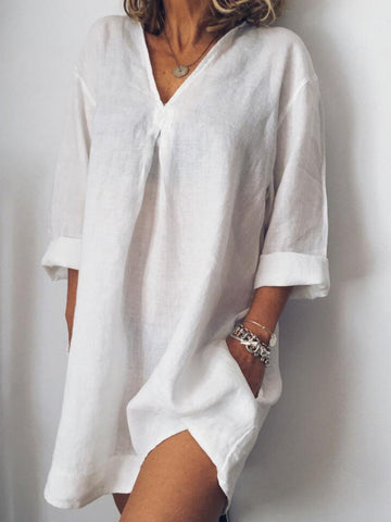 Long Sleeve V Neck Casualdress