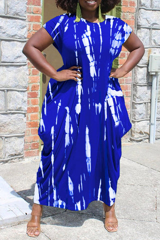 Plus Size Irregular Hem Tie Dye Casual Dress
