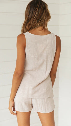 beige-buttoned-top-and-shorts-matching-sets