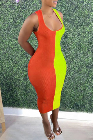 Rodress-freeshipping-back-cutout-color-spliced-sleeveless-dress