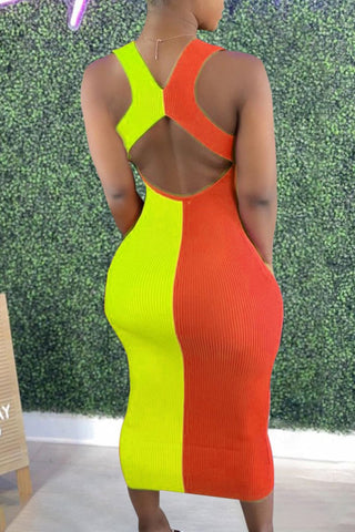 Rodress-freeshipping-back-cutout-color-spliced-sleeveless-dress