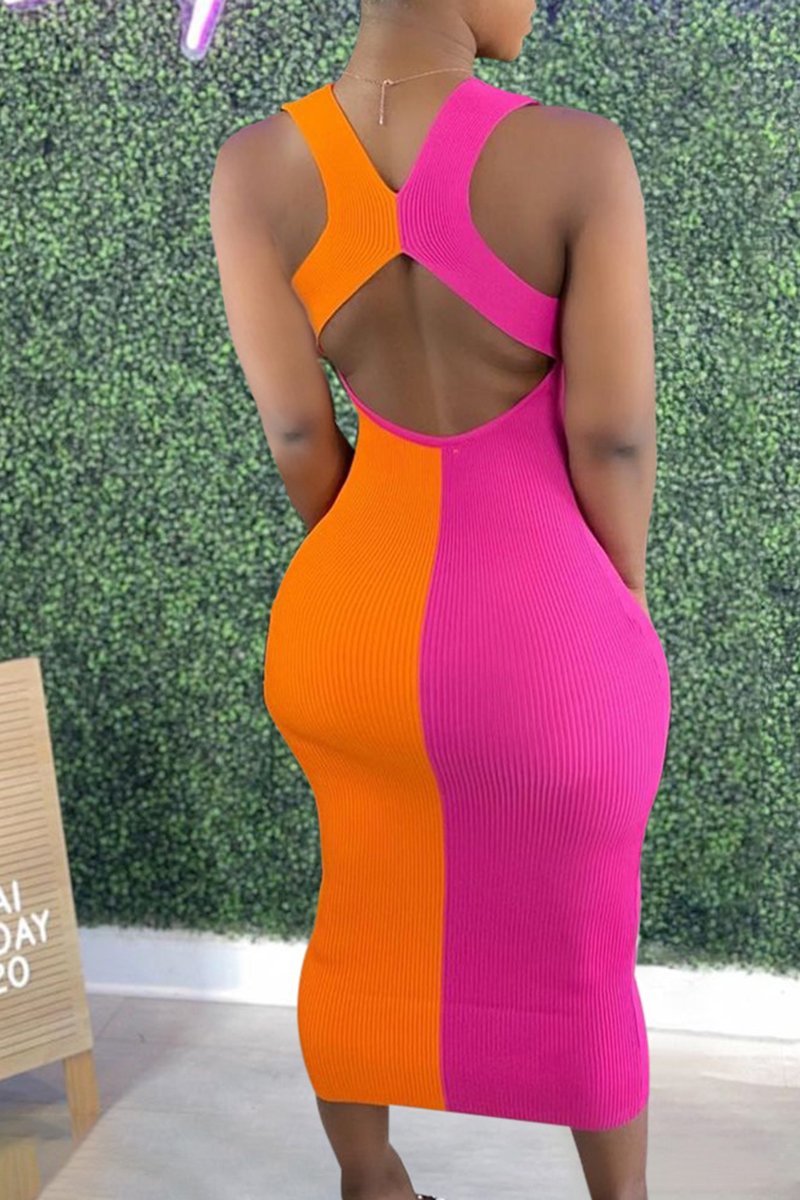 Rodress-freeshipping-back-cutout-color-spliced-sleeveless-dress