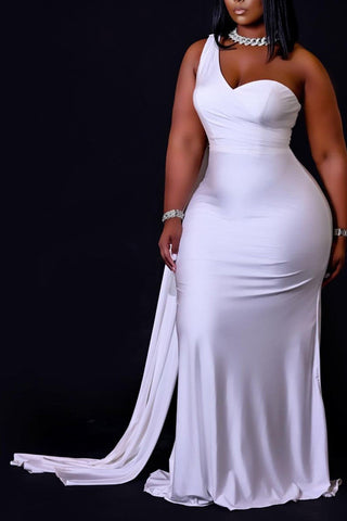 Online-clothing-plus-size-champagne-elegant-one-shoulder-dress-maxi-dress