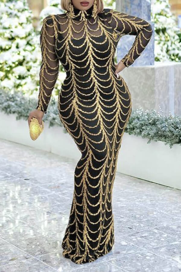 Online-clothing-plus-size-dresses-tight-skirt-long-sleeve-see-through-maxi-dress