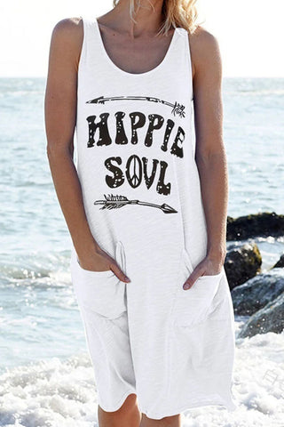 Fashion Casual Print Letter O Neck Straight Dresses