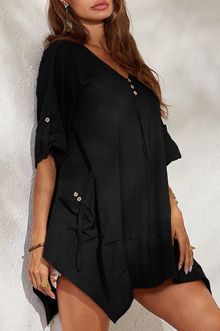 Fashion Casual Solid Split Joint V Neck Irregular Dresses