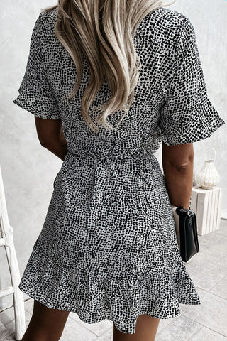 Fashion Street Print Split Joint V Neck A Line Dresses