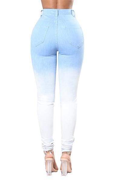 denim Solid Zipper Fly High Regular Pants Jeans