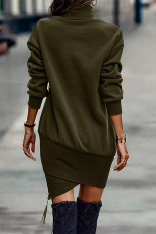 Fashion Solid Solid Color Half A Turtleneck One Step Skirt Dresses