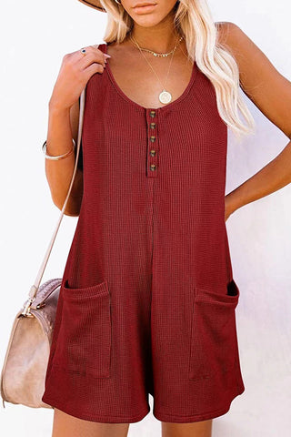 Casual Street Solid Pocket Buttons V Neck Loose Jumpsuits