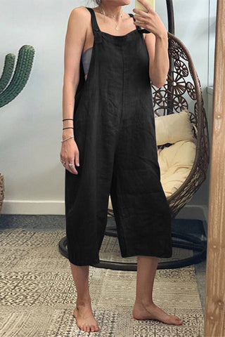 Casual Simplicity Solid Patchwork Square Collar Loose Jumpsuits