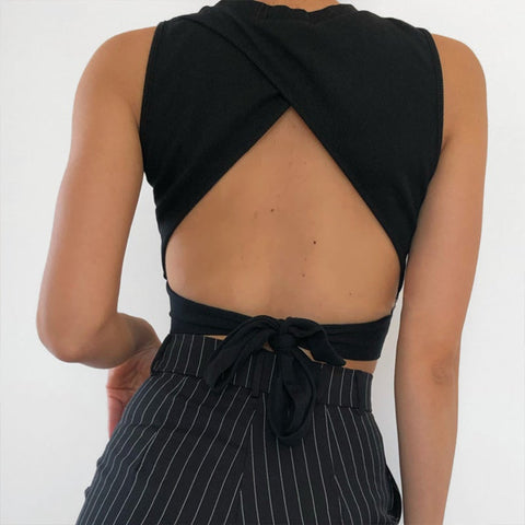 Backless Tie Back Crop Top