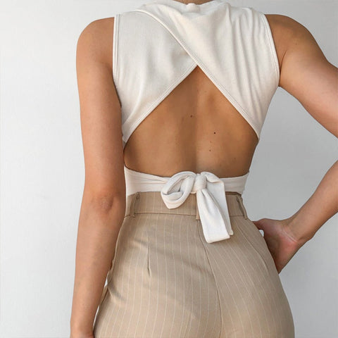 Backless Tie Back Crop Top