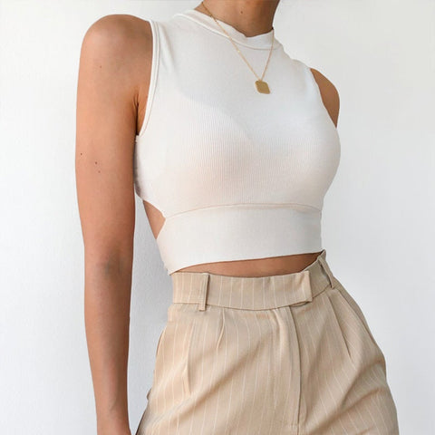 Backless Tie Back Crop Top
