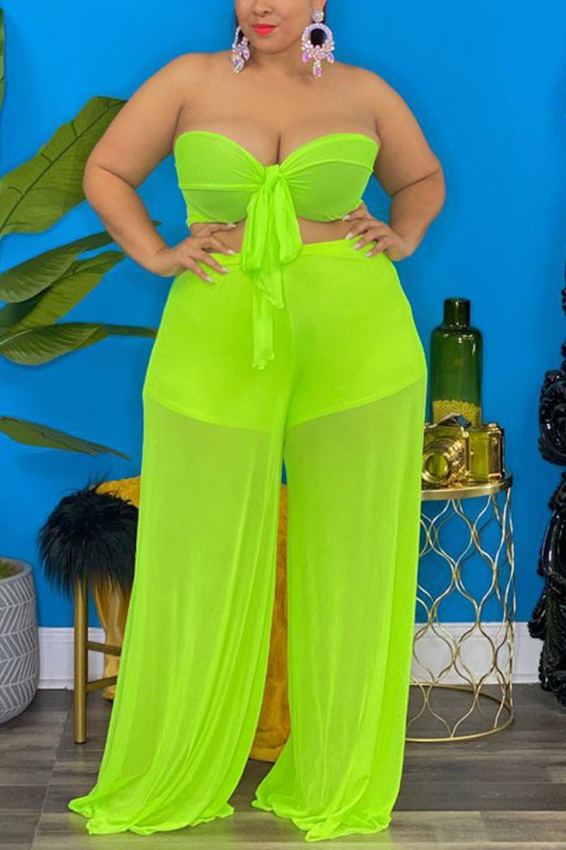 Rodress-freeshipping-see-through-plus-size-lace-up-strapless-top-pants