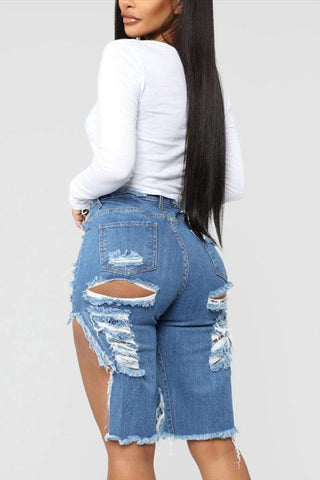 Fashion High Waist Stretch Hole Jeans