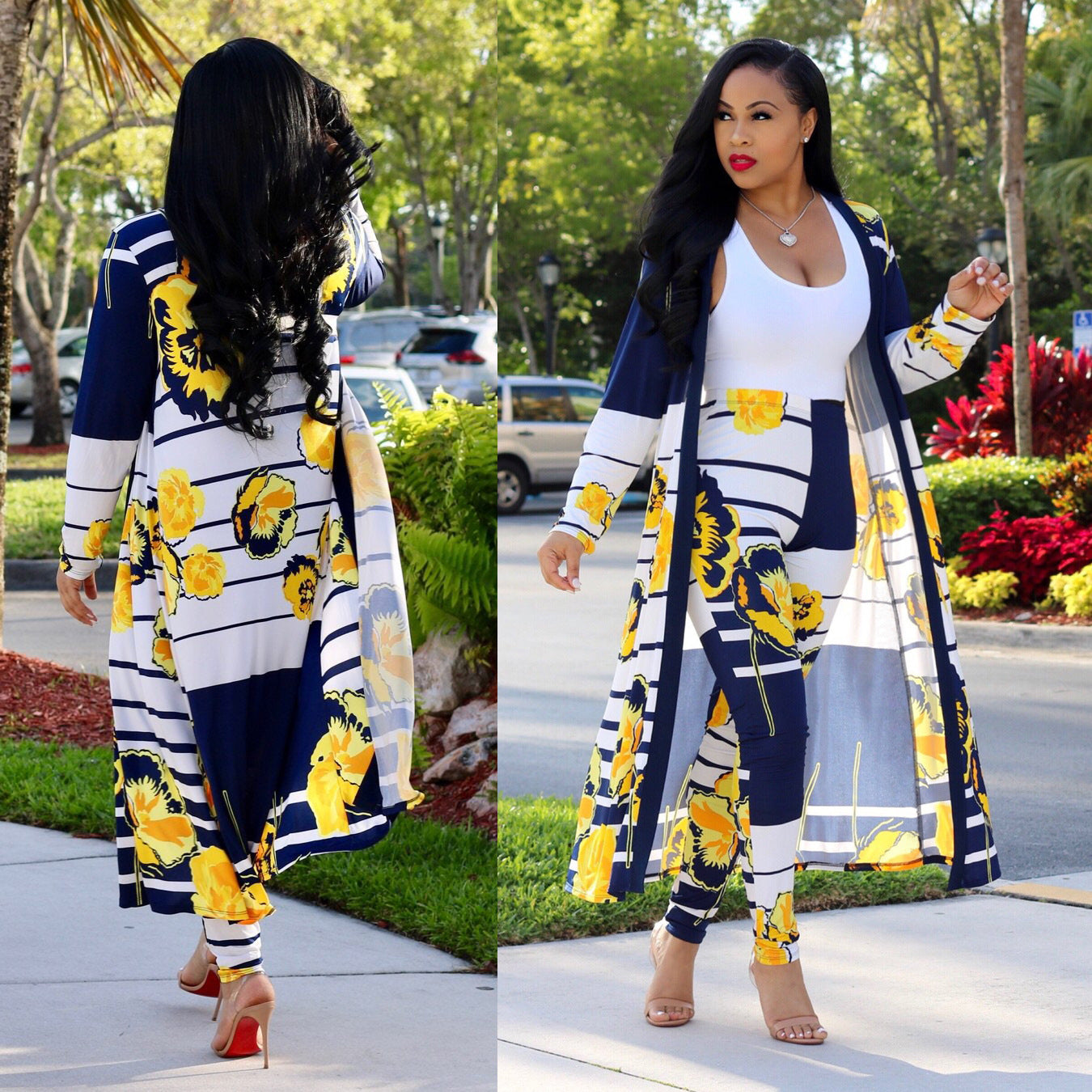 Free-shipping-online-clothing-plus-size-all-over-print-midi-cardugan-two-piece-pants-set
