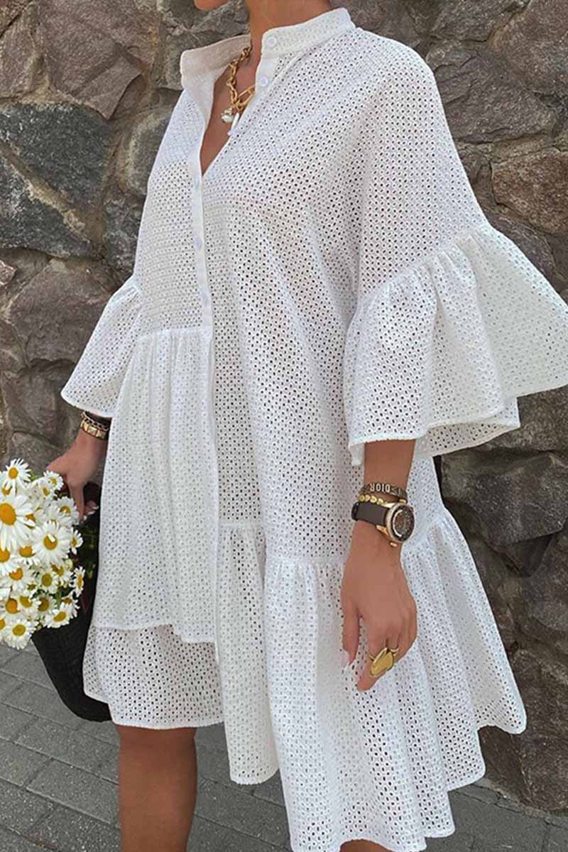 White Irregular Cutout Dress