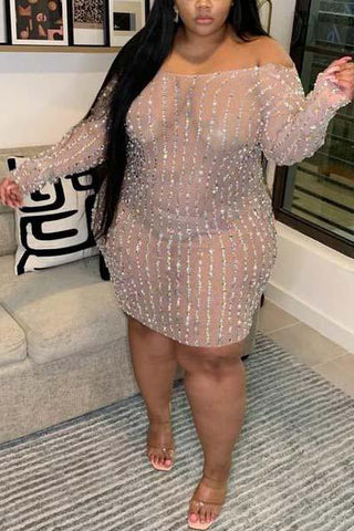 Online-clothing-plus-size-sheer-dresses-one-shoulder-sheer-sequin-dress