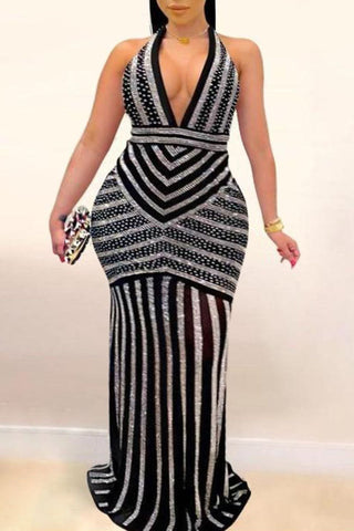 Online-clothing-pre-saleplus-size-sequin-maxi-dresses-halter-v-neck