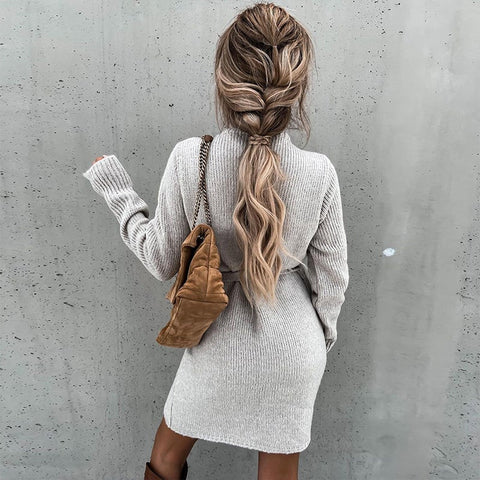 Grey Warp Sweater Dress