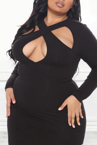 Online-clothing-plus-size-hollow-cross-split-joint-bodycon-maxi-dress