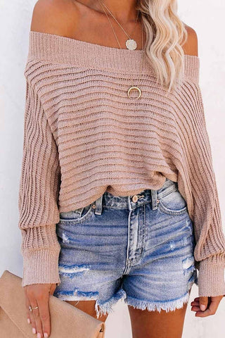 Sexy Striped Off-shoulder Sweater