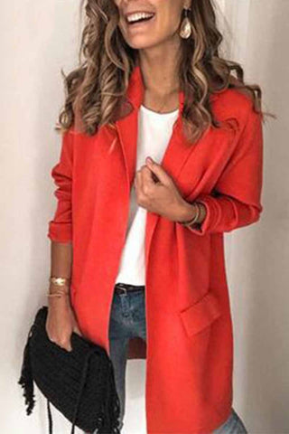 Solid Color Long Sleeve blazer(6 Colors)